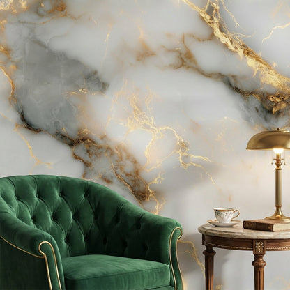 Marble Wallpaper Golden Look  Veining Elegant Wall Mural