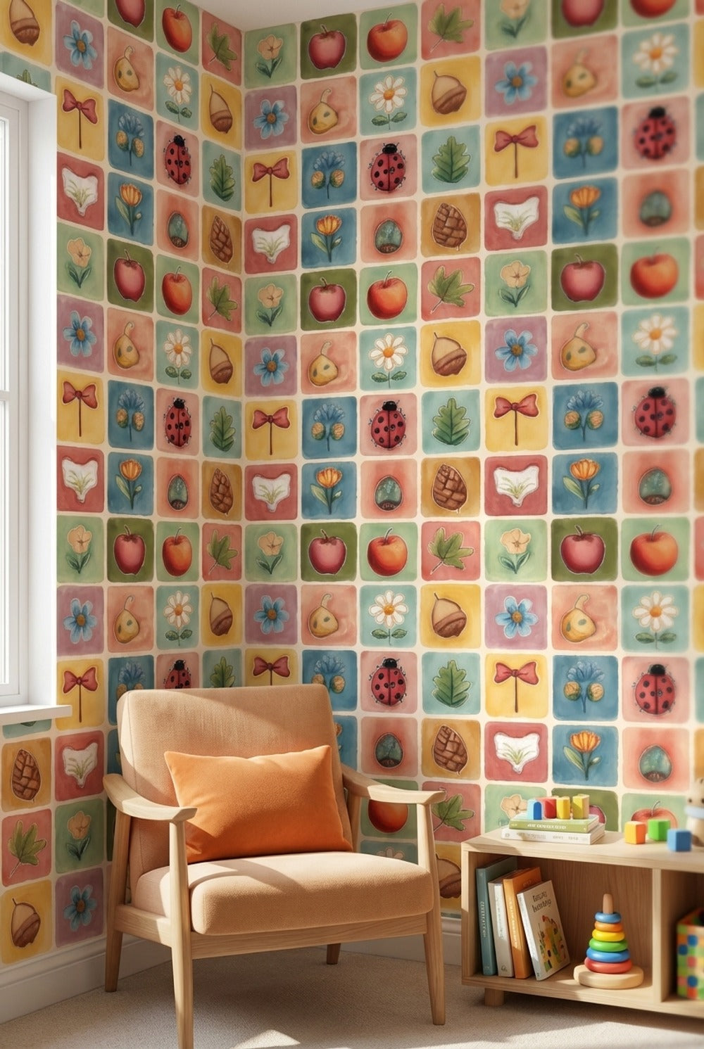 Colorful Nature Icons Children's Wallpaper