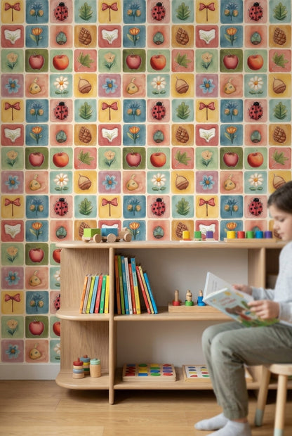 Colorful Nature Icons Children's Wallpaper