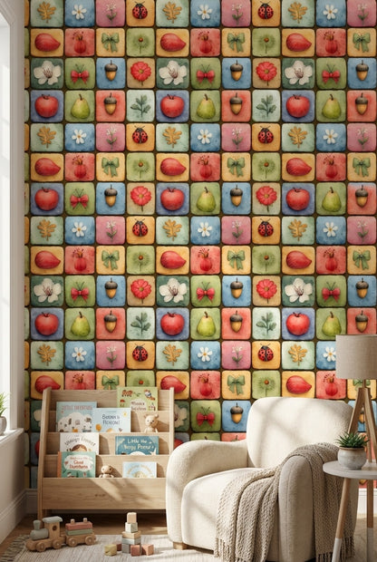 Vibrant Multicolor Nature Tile Pattern Wallpaper