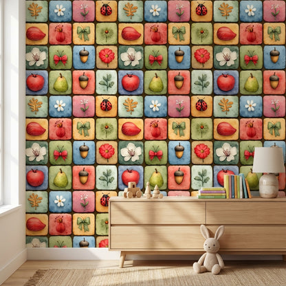 Vibrant Multicolor Nature Tile Pattern Wallpaper