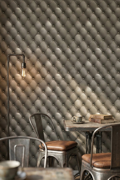 Gray 3D Tufted Effect Wallpaper