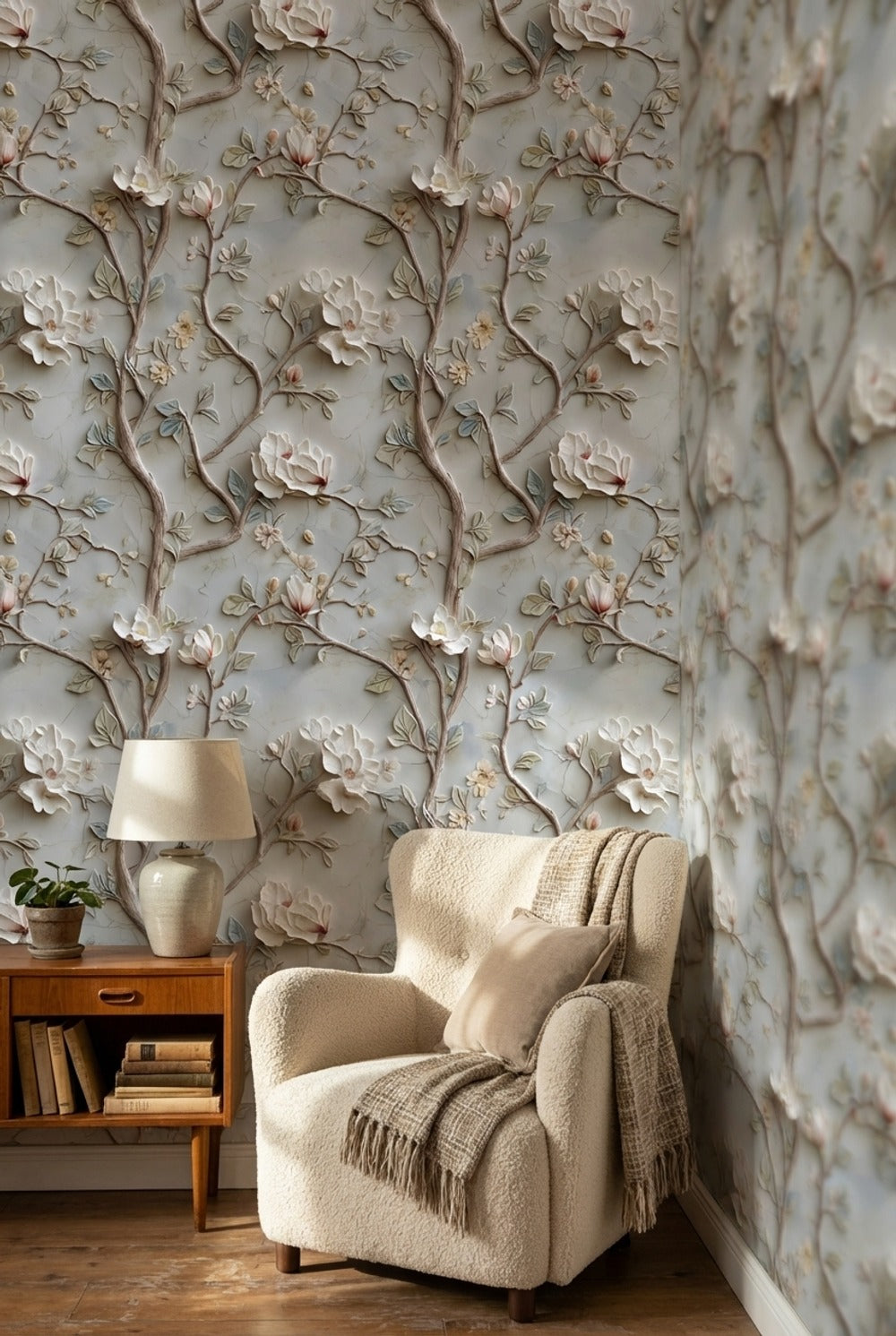 Cream Magnolia Blossom Elegance Wallpaper
