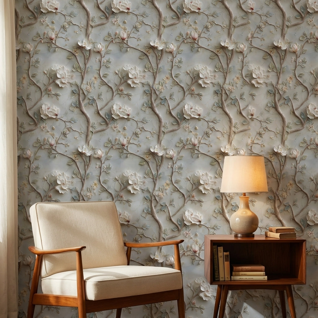 Cream Magnolia Blossom Elegance Wallpaper