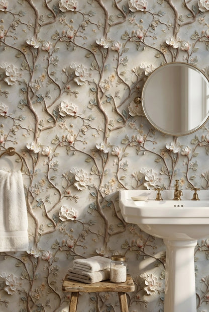 Cream Magnolia Blossom Elegance Wallpaper