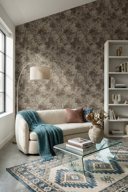 Earthy Brown Circular Abstract Pattern Wallpaper