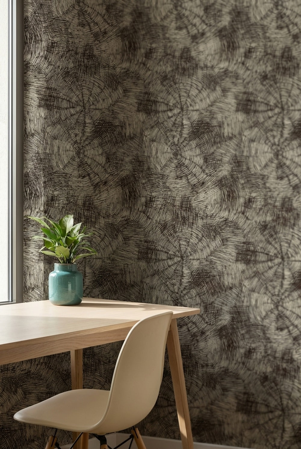 Earthy Brown Circular Abstract Pattern Wallpaper