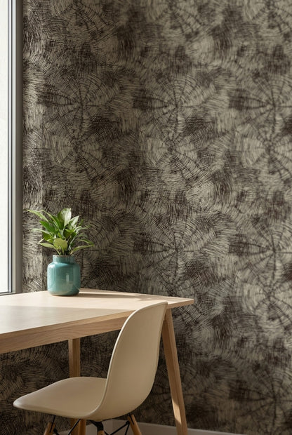 Earthy Brown Circular Abstract Pattern Wallpaper