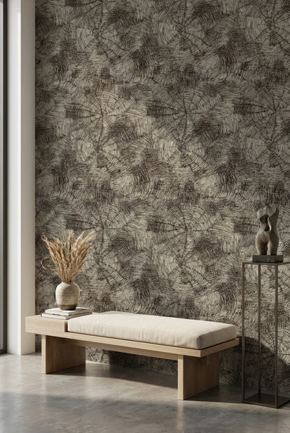 Earthy Brown Circular Abstract Pattern Wallpaper