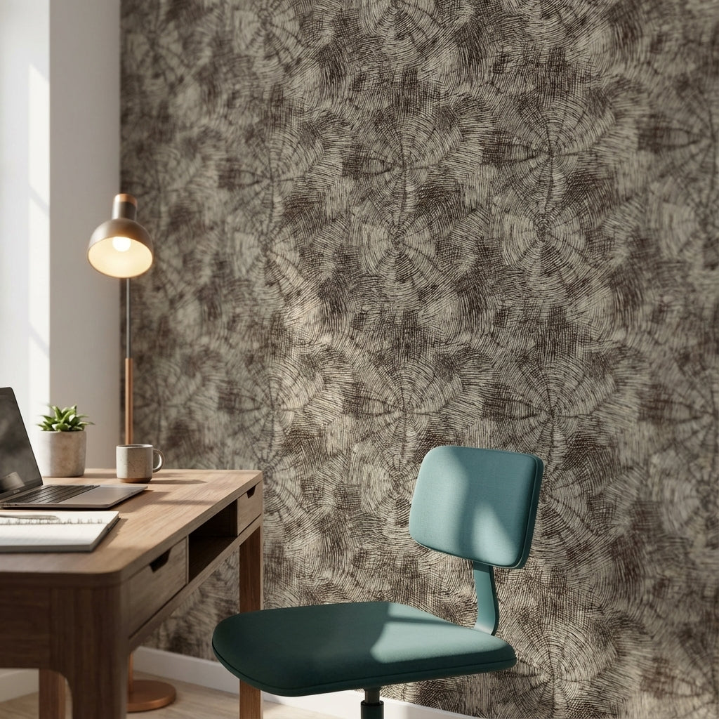 Earthy Brown Circular Abstract Pattern Wallpaper