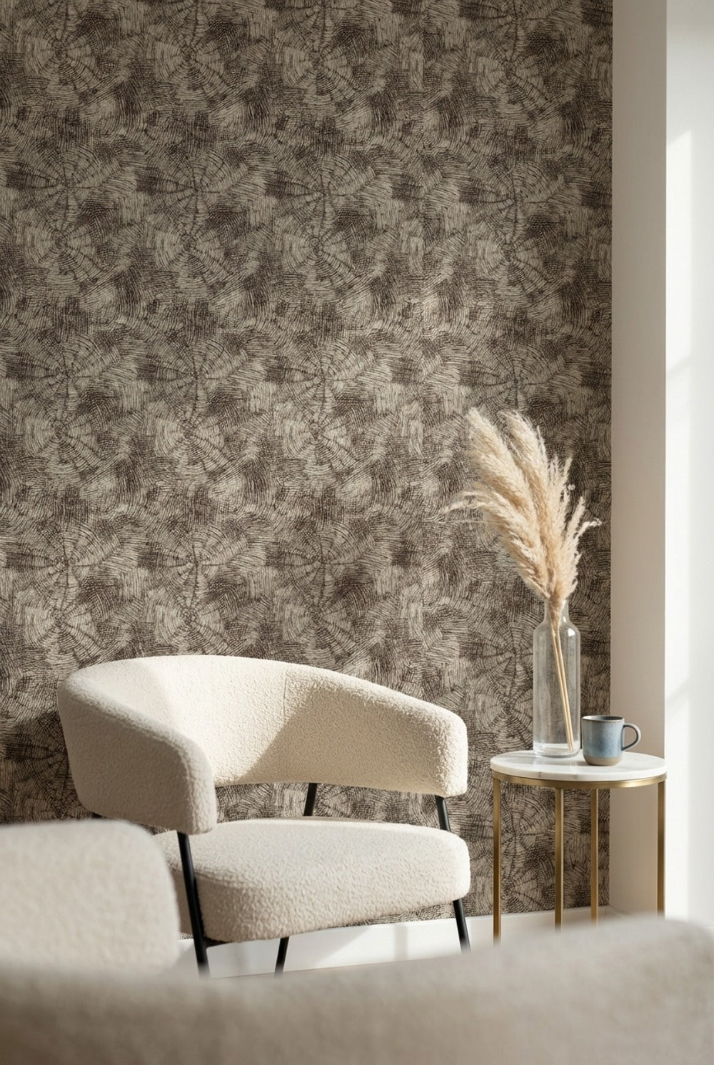 Earthy Brown Circular Abstract Pattern Wallpaper