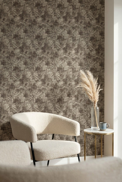 Earthy Brown Circular Abstract Pattern Wallpaper