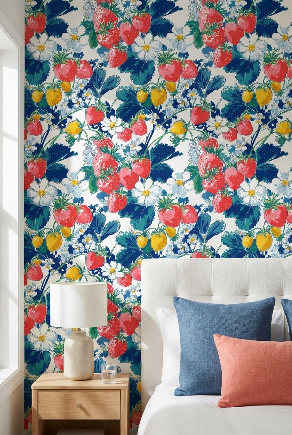 Vibrant Multicolor Strawberry Floral Wallpaper