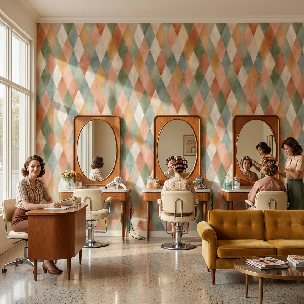 Multicolor Diamond Pattern Geometric Wallpaper