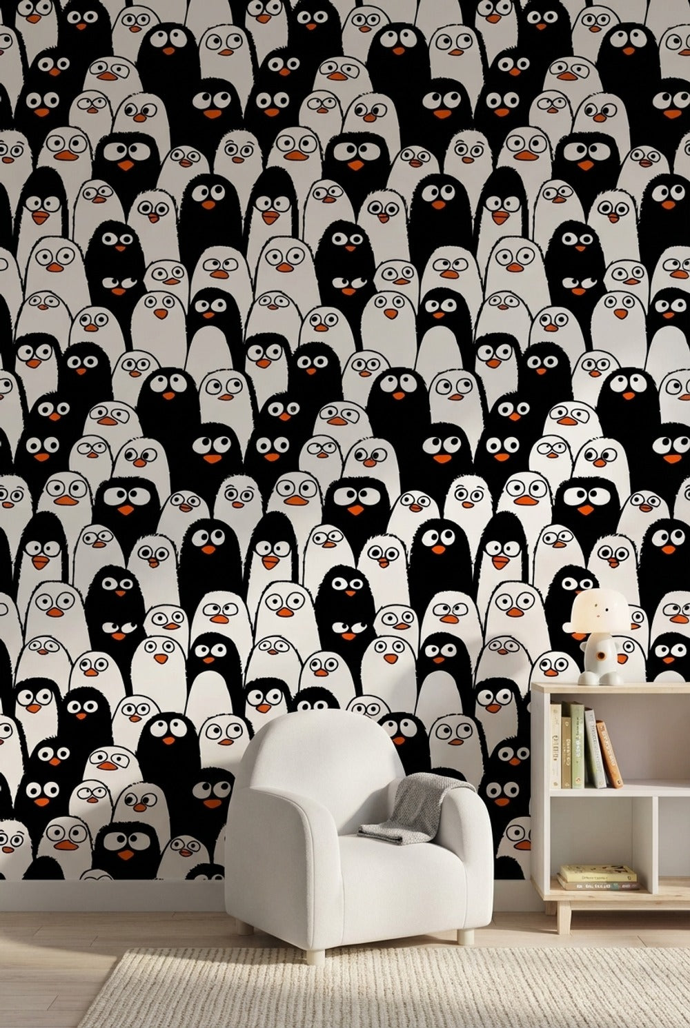 Black and White Cartoon Penguin Wallpaper