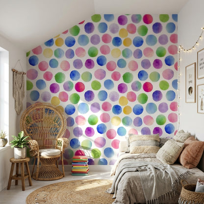 Multicolor Watercolor Dots Pattern Wallpaper