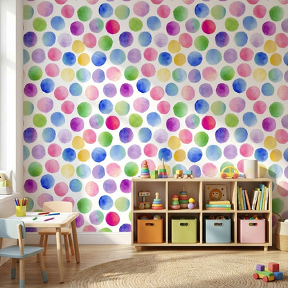 Multicolor Watercolor Dots Pattern Wallpaper