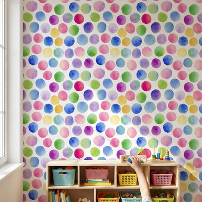Multicolor Watercolor Dots Pattern Wallpaper