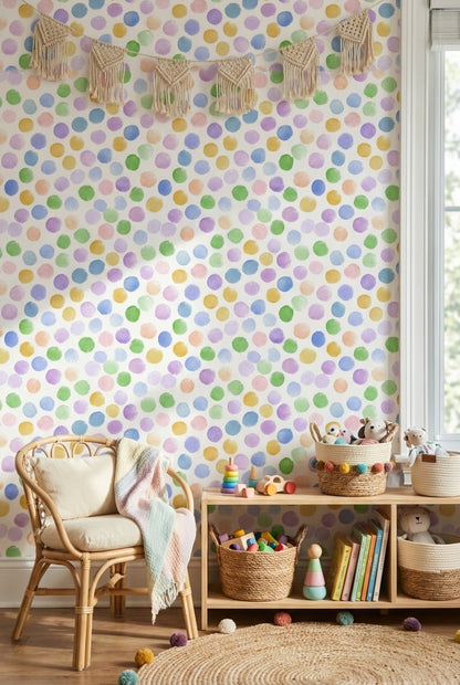 Playful Multicolor Dotted Pattern Wallpaper