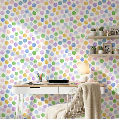 Playful Multicolor Dotted Pattern Wallpaper