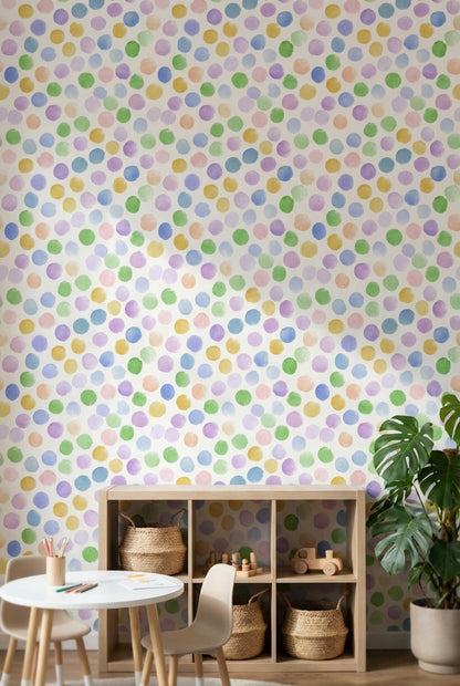 Playful Multicolor Dotted Pattern Wallpaper