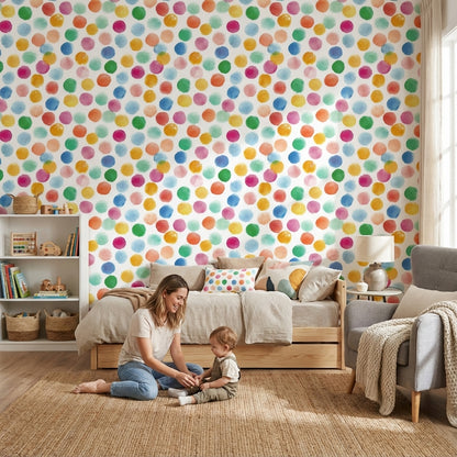Colorful Polka Dot Pattern Kids Wallpaper