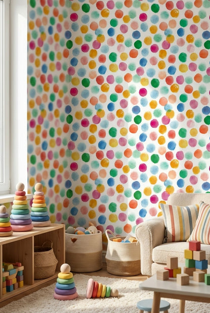 Colorful Polka Dot Pattern Kids Wallpaper