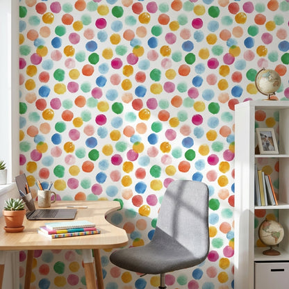 Colorful Polka Dot Pattern Kids Wallpaper