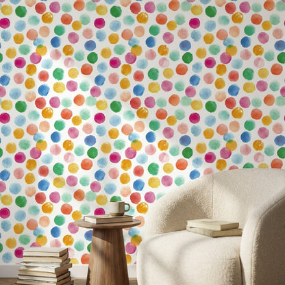 Colorful Polka Dot Pattern Kids Wallpaper