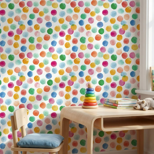 Colorful Polka Dot Pattern Kids Wallpaper