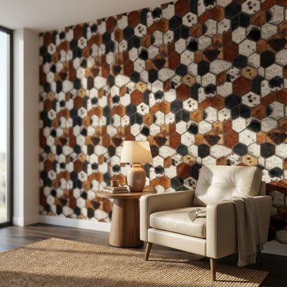 Textured Gray and Brown Hexagonal Geometric Wallpaper