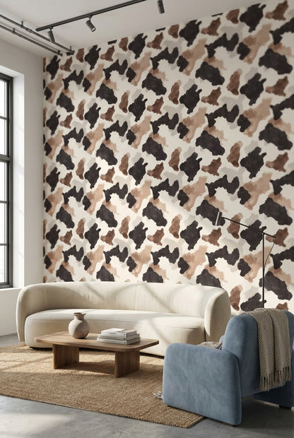 Neutral Earth Tones Abstract Brushstroke Wallpaper