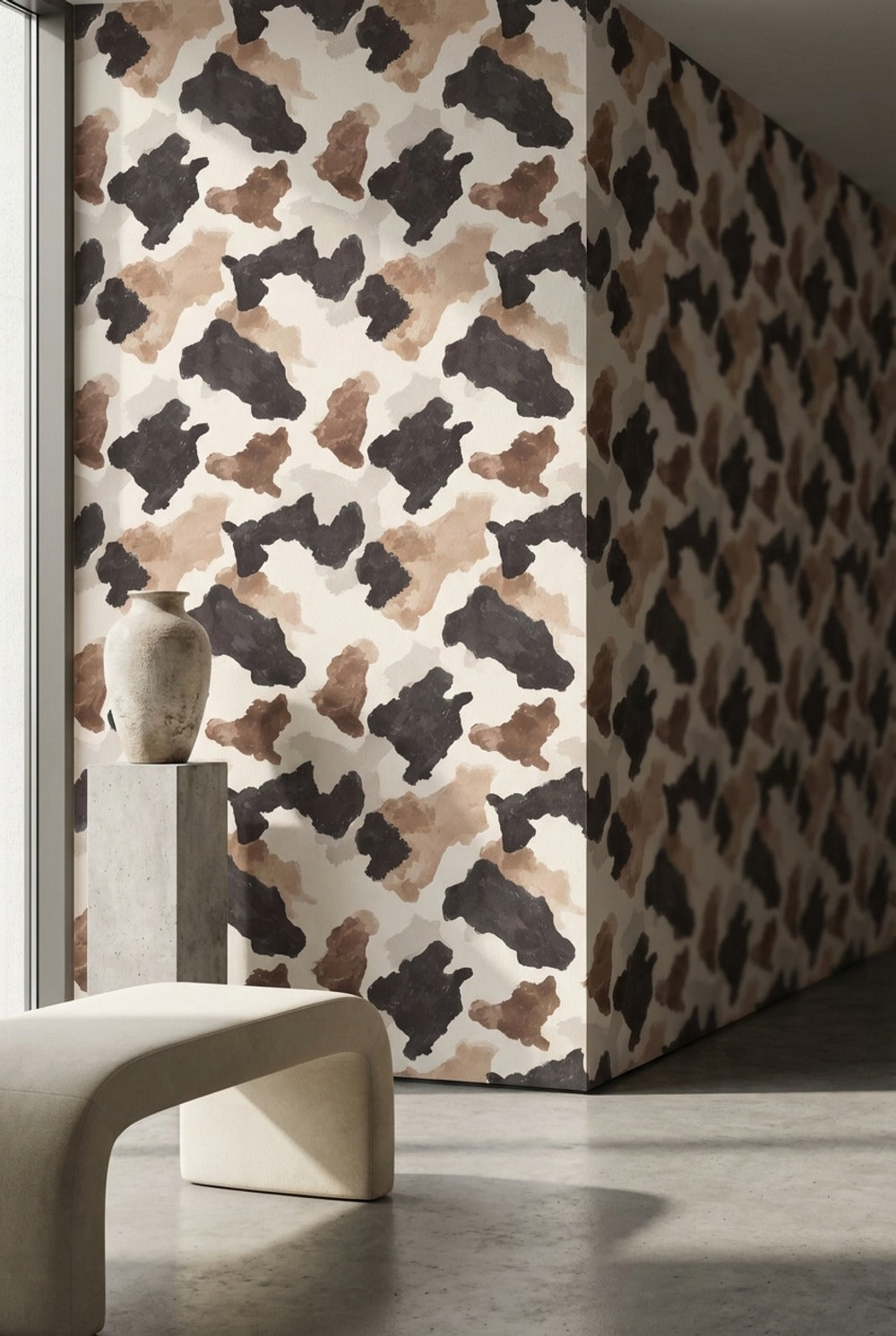 Neutral Earth Tones Abstract Brushstroke Wallpaper