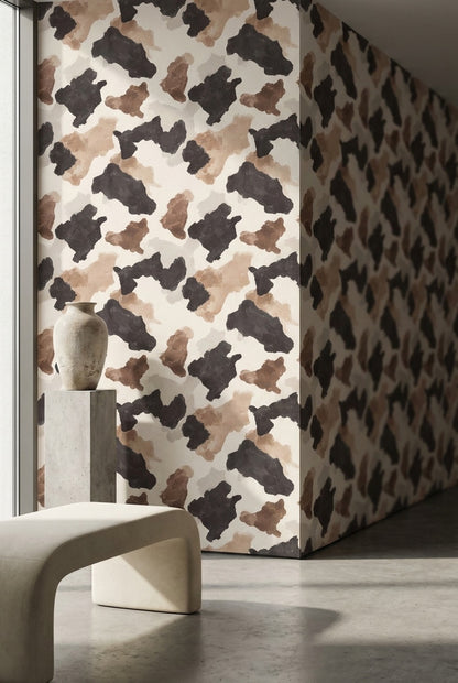 Neutral Earth Tones Abstract Brushstroke Wallpaper