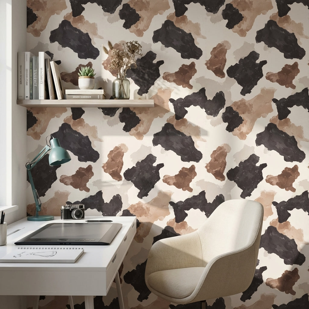 Neutral Earth Tones Abstract Brushstroke Wallpaper