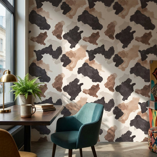 Neutral Earth Tones Abstract Brushstroke Wallpaper
