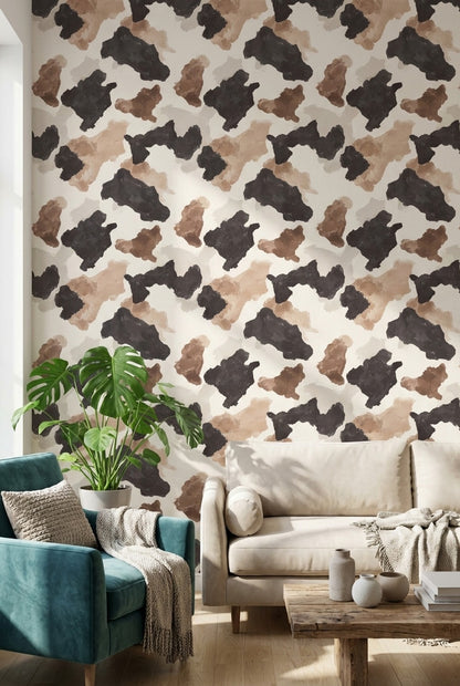 Neutral Earth Tones Abstract Brushstroke Wallpaper