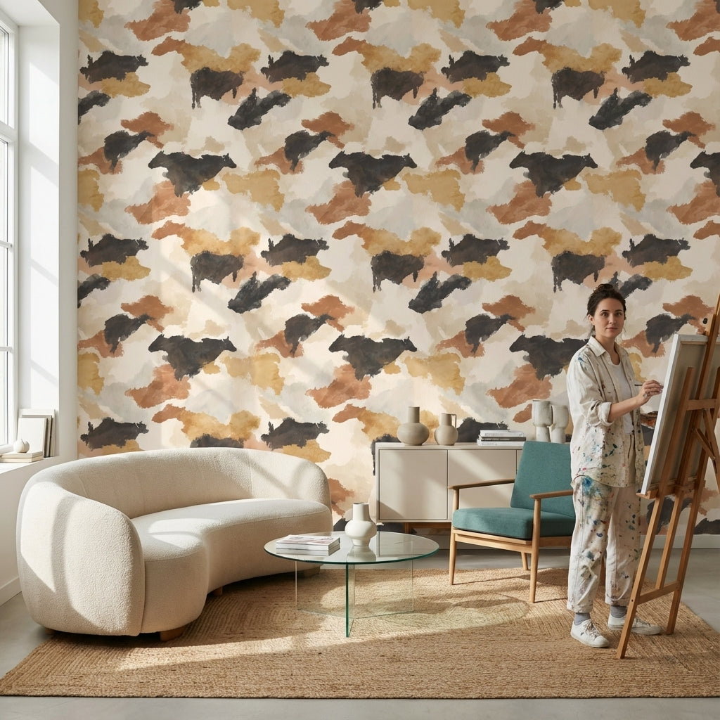 Neutral Tones Abstract Silhouette Wallpaper