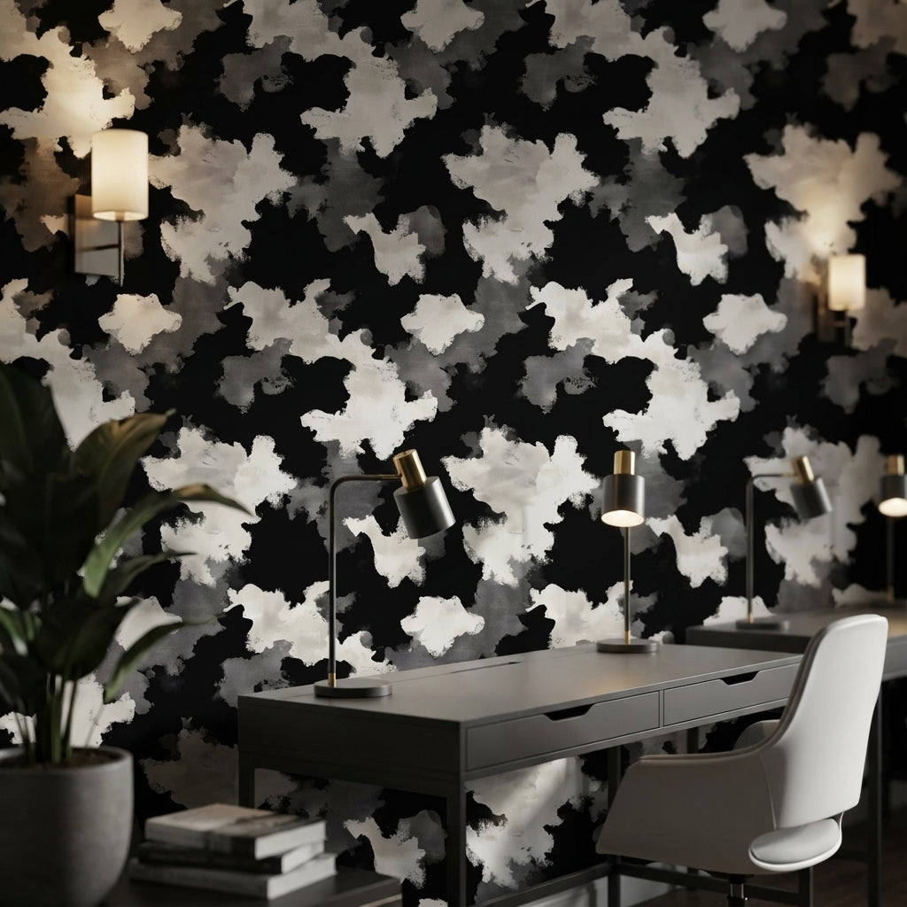 Monochrome Abstract Cloud Pattern Wallpaper