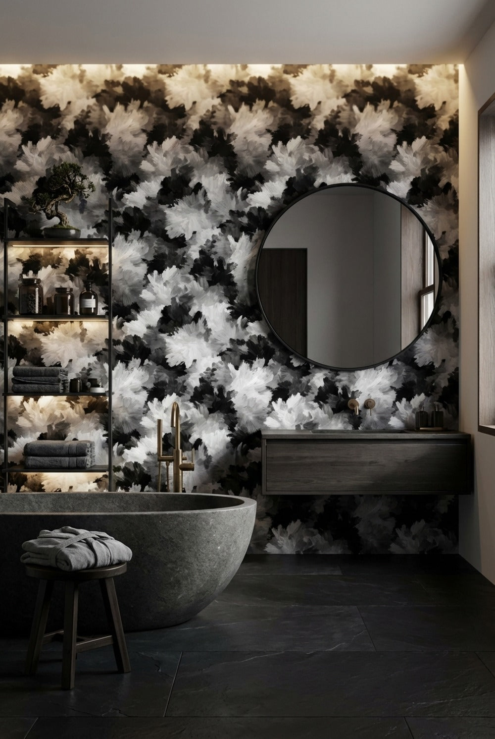 Monochrome Brushstroke Abstract Wallpaper