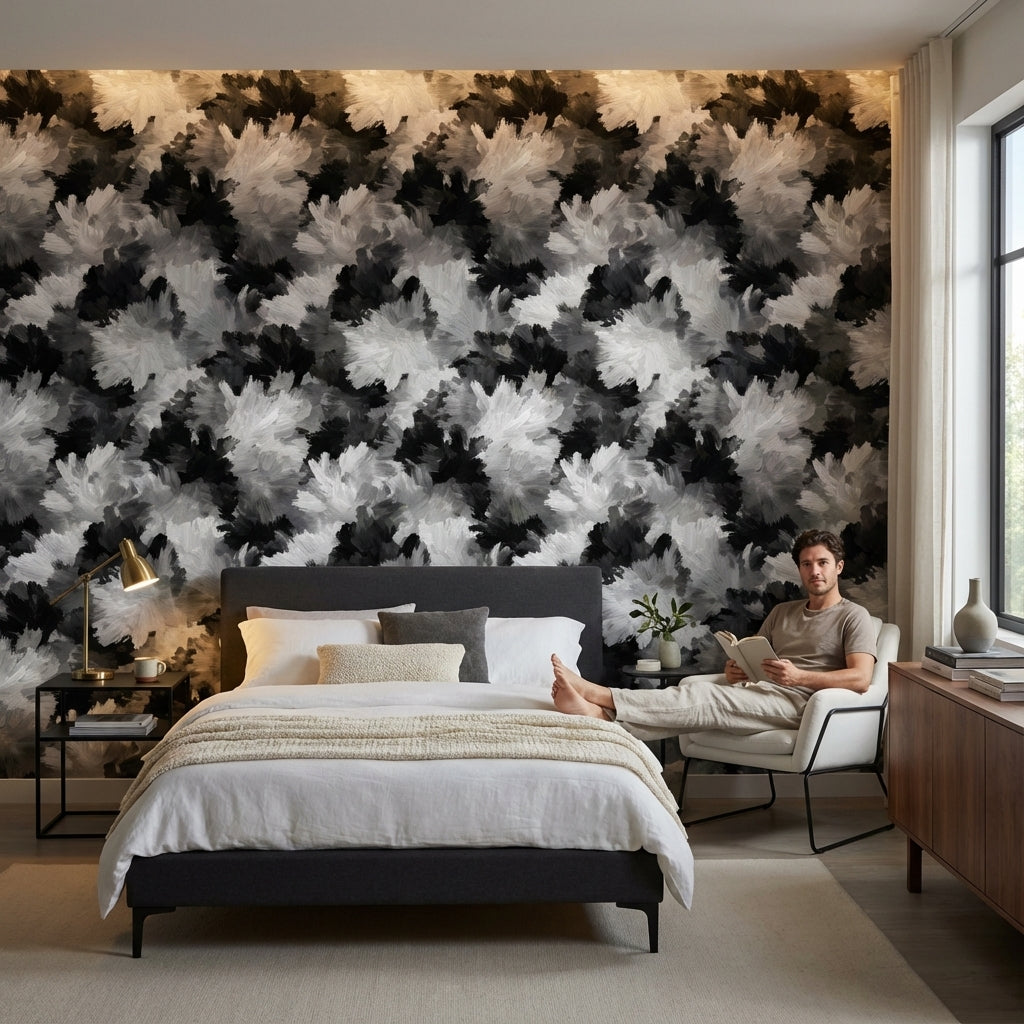 Monochrome Brushstroke Abstract Wallpaper