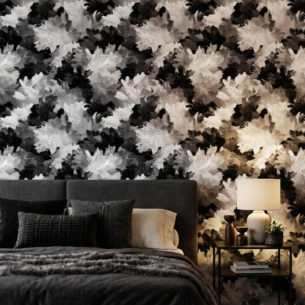 Monochrome Brushstroke Abstract Wallpaper