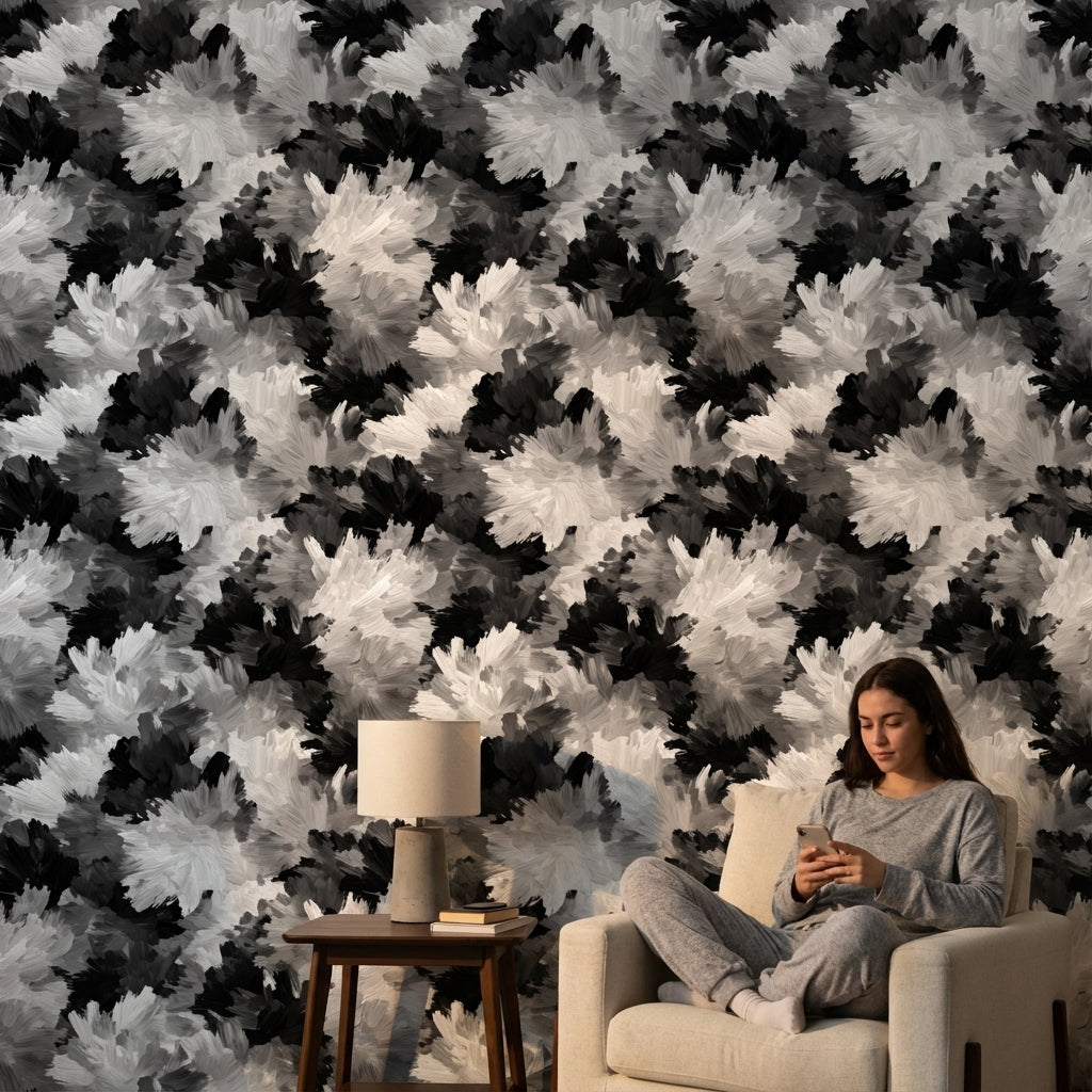 Monochrome Brushstroke Abstract Wallpaper