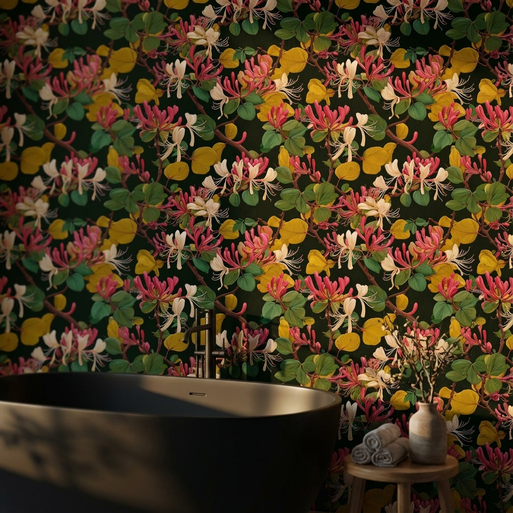 Dark Botanical Wildflower Burst Wallpaper