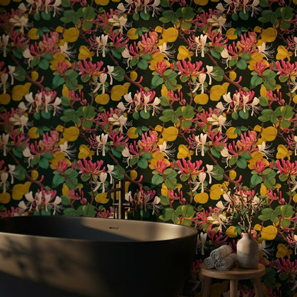 Dark Botanical Wildflower Burst Wallpaper