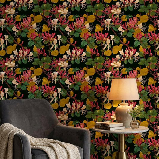 Dark Botanical Wildflower Burst Wallpaper