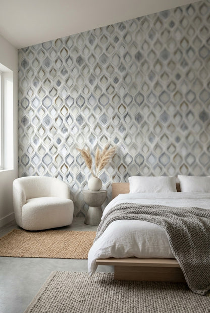 Cream and Gold Look Lattice Geometric Wallpaper