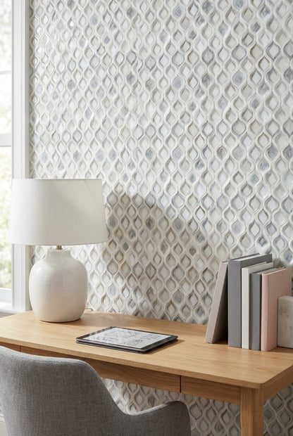 Cream and Gold Look Lattice Geometric Wallpaper