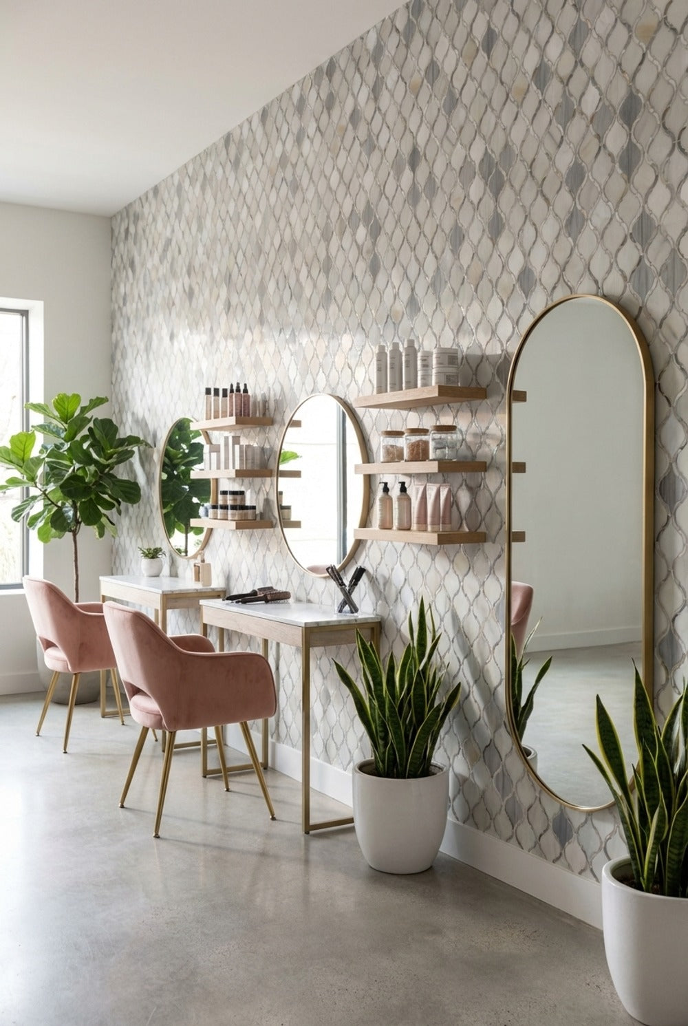 White and Gray Geometric Trellis Wallpaper