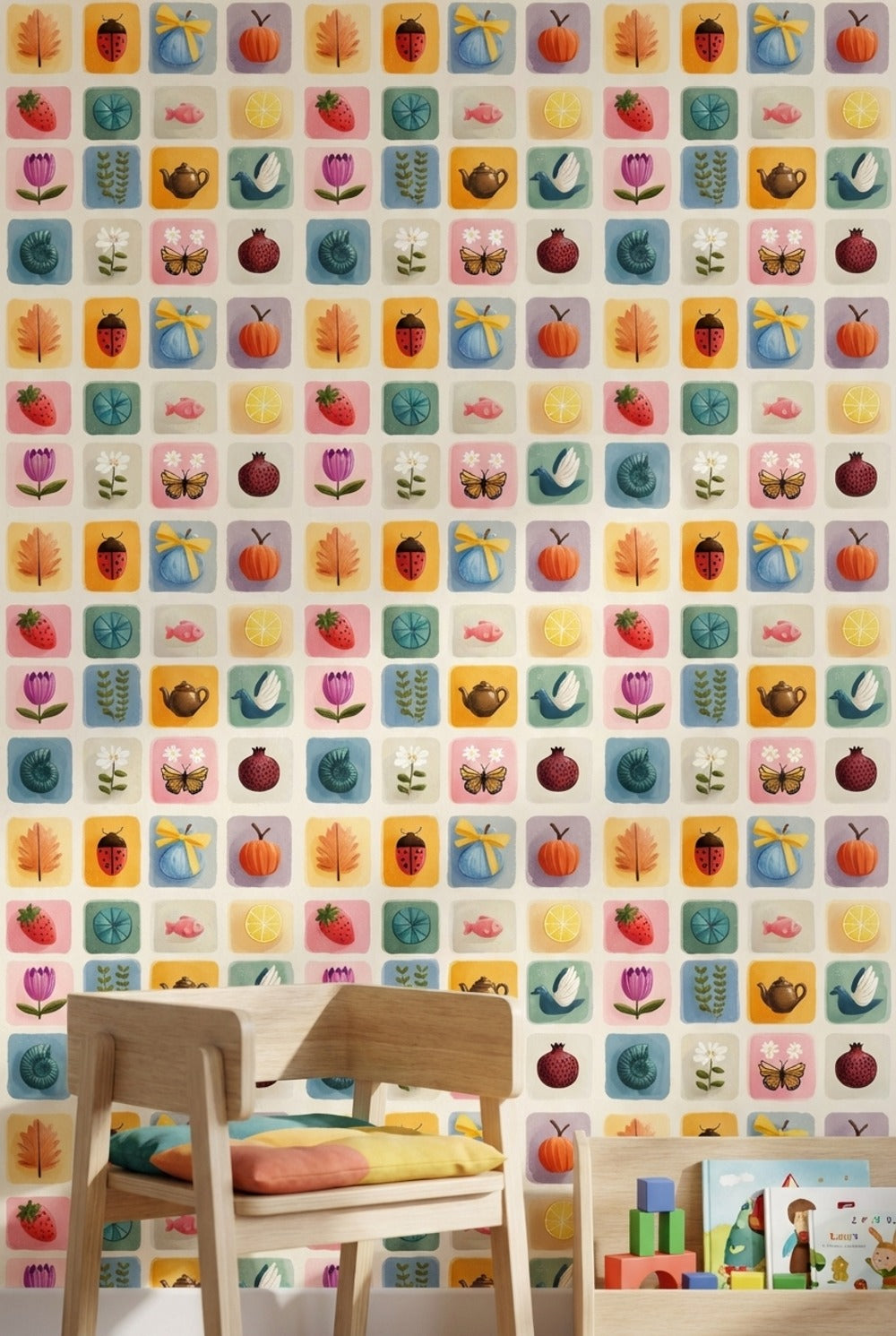 Multicolor Whimsical Botanical Pattern Wallpaper